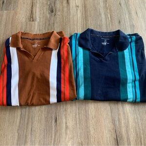 Vtg Shaquille O'Neal XLG 3XL&3XLT Lot Of 2 Striped Shirts